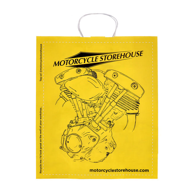 Motorcycle storehouse, logo carrier bag paper