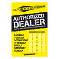 Motorcycle storehouse, ''business hours'' decal
