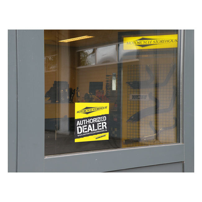 Motorcycle storehouse, authorized dealer window decal