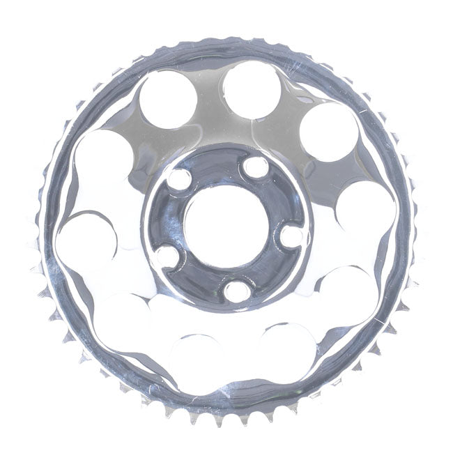 Rear sprocket, chrome. 48t — 82-85 FXR; 73-99 style offset chop (NU)