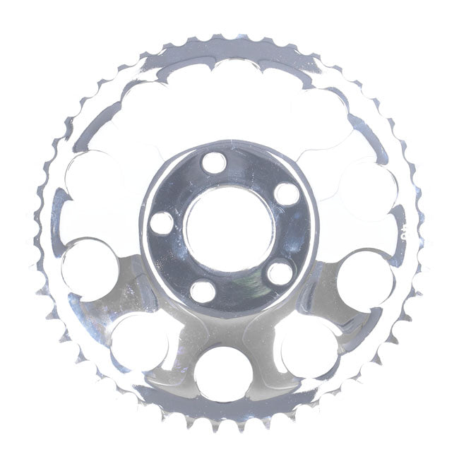 Rear sprocket, chrome. 48t — 82-85 FXR; 73-99 style offset chop (NU)