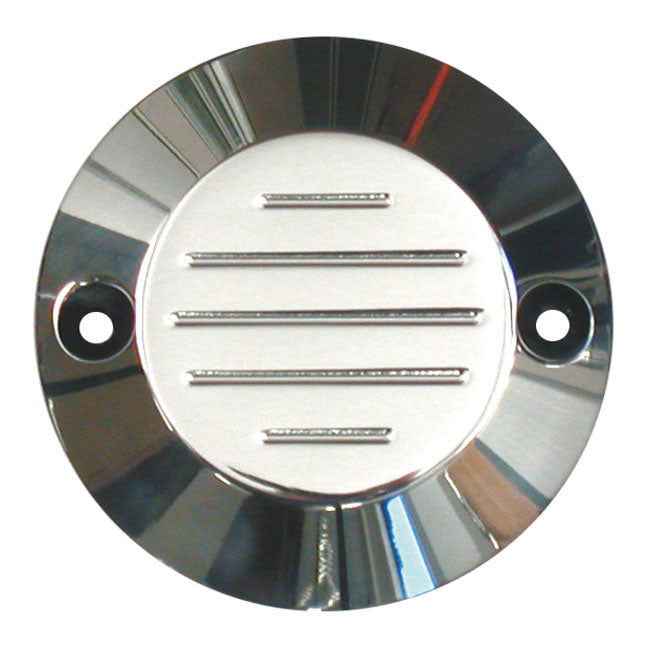 Grooved point cover, polished — 70-99 Big Twin (Excl. Twin Cam); 04-22 XL Sportster (Excl. 08-12 XR1200) (NU)