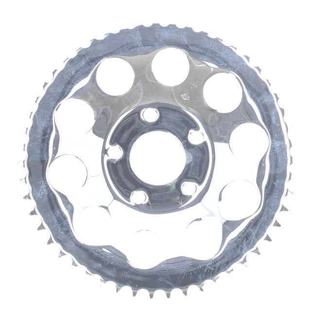 Rear sprocket, chrome. 51t — 82-85 FXR; 73-99 style offset chop (NU)