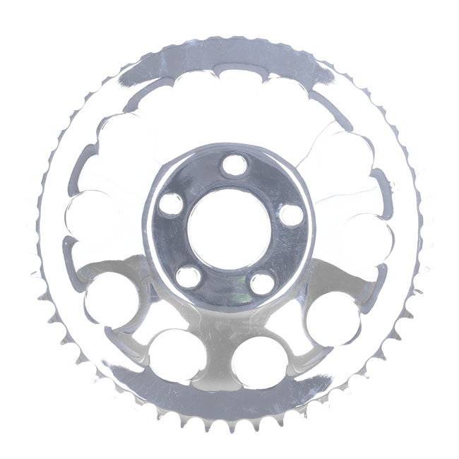 Rear sprocket, chrome. 51t — 82-85 FXR; 73-99 style offset chop (NU)
