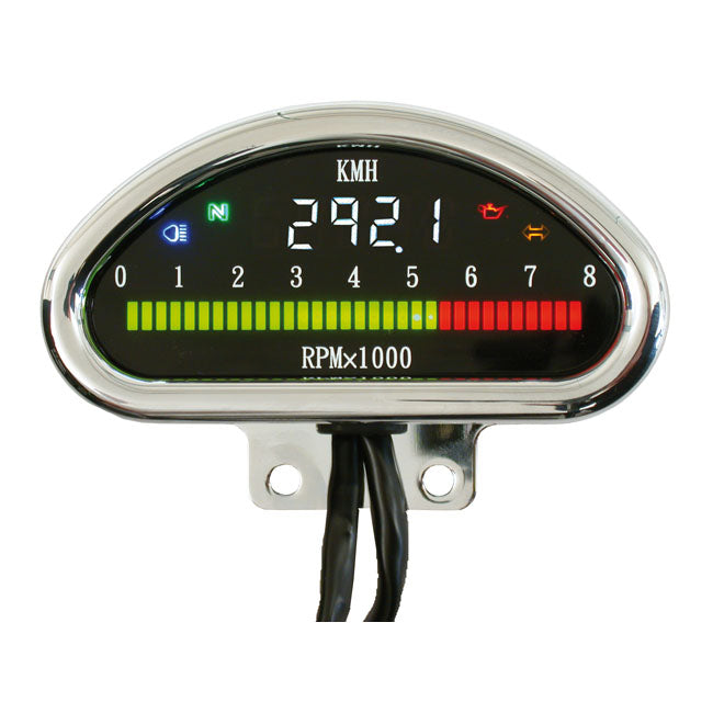 Electronic cnc aluminum speedometer (kmh) chrome