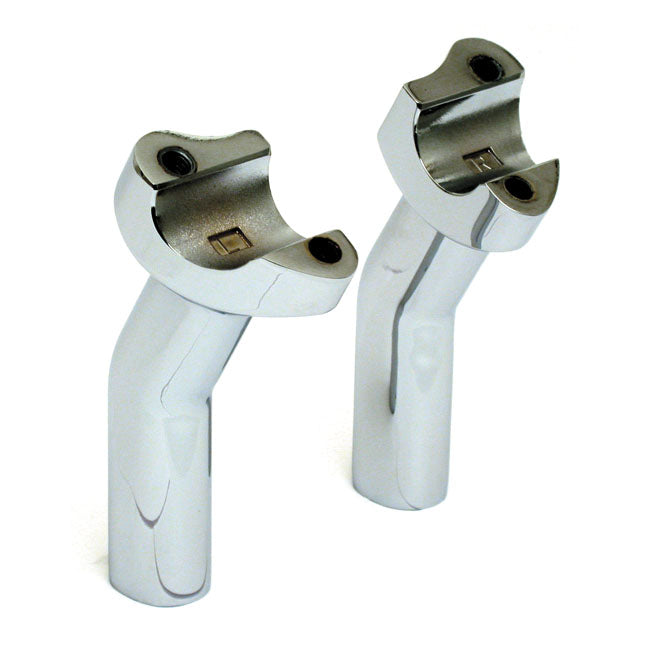 OEM style pullback risers, no top clamp. 4.5" rise. Chrome