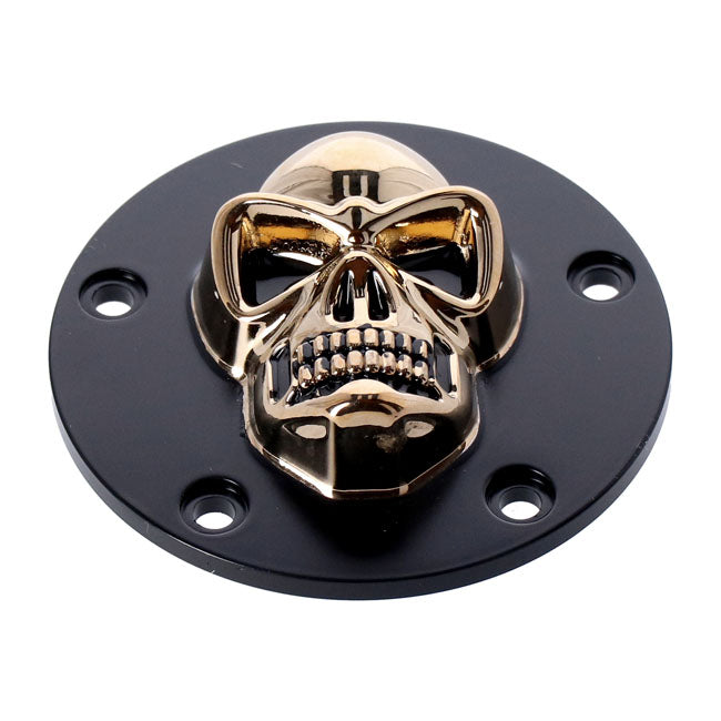 Skull point cover. Black/gold — 99-17 Twin Cam (NU)