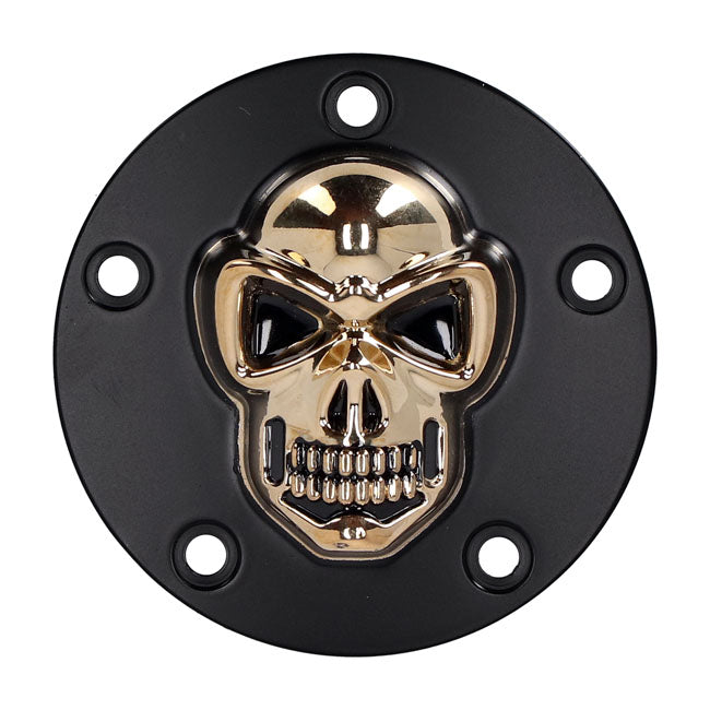 Skull point cover. Black/gold — 99-17 Twin Cam (NU)