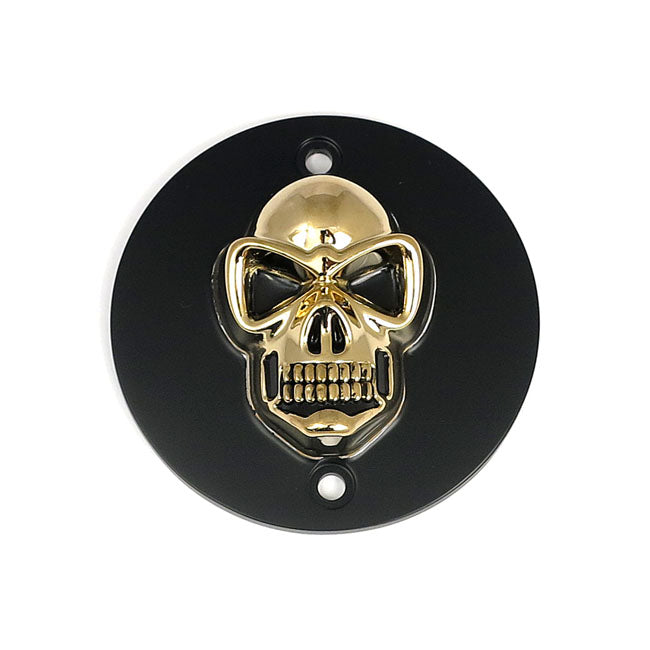 Skull point cover. Black/gold — 86-03 XL Sportster (NU)
