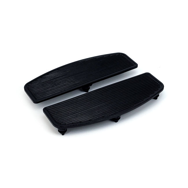 Replacement rider floorboard pads, 06-up style — 86-17 FL Softail; 80-17 FLT/Touring (Excl. FLTRX; FLHX); 2021 (NU) FLH Electra Glide Revival