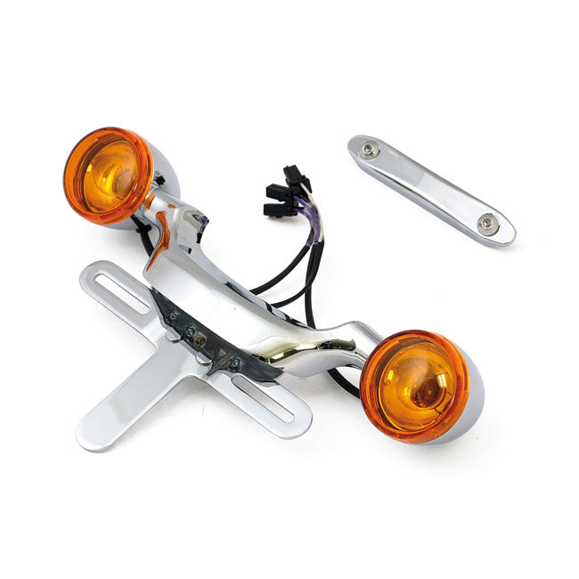 Bullet turn signal bar & license plate relocation kit — 99-08 FLT/Touring (NU)