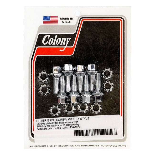 Colony, tappet block mount kit. OEM style, chrome — L53-E76 Big Twin (NU)