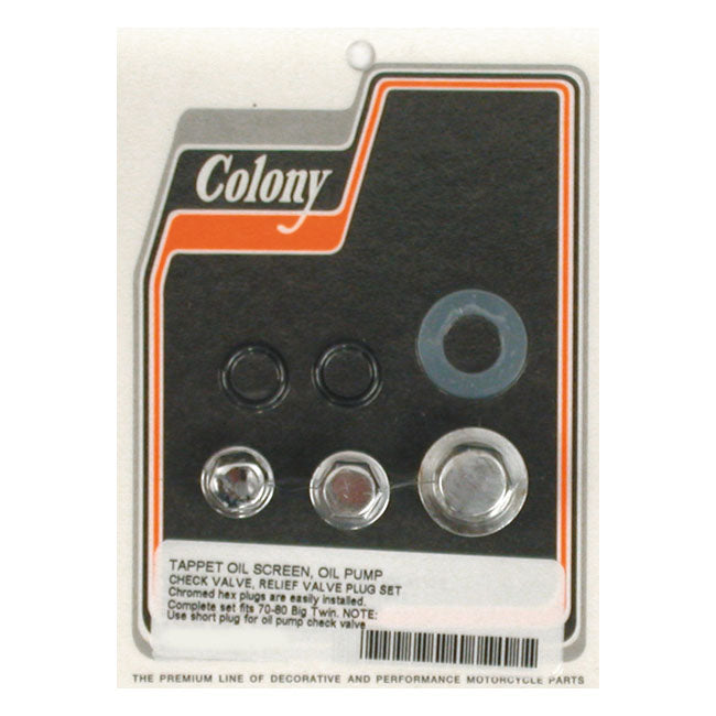 Colony oil pump and crankcase plug set — 68-80 Big Twin (NU)
