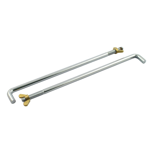 Battery hold down rod set, 6-volt. Chrome