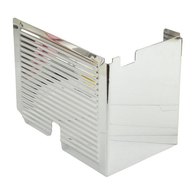Battery side cover, ribbed. Chrome — 67-78 XLH (electric start models) (NU)