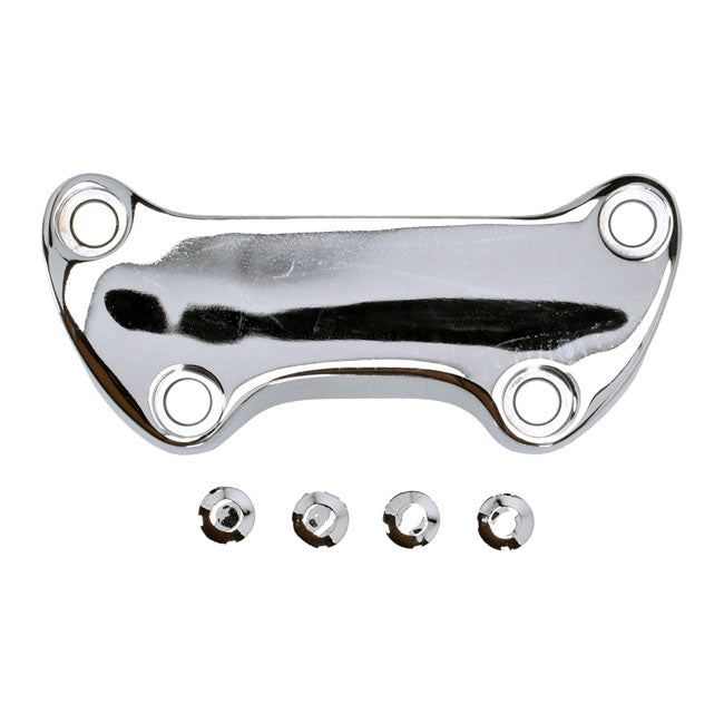 Handlebar top clamp, without skirt — Various 73-23 Big Twin; XL Sportster (Excl. FLT/Touring). With 1" diameter bars