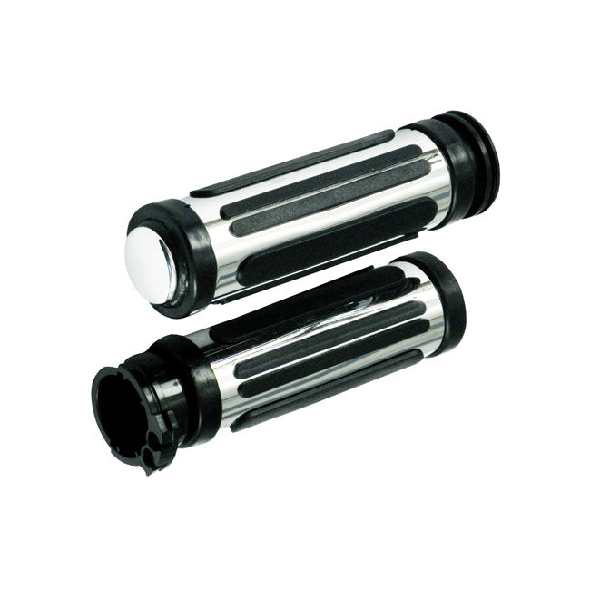 Handlebar grip set, Cushion Stripe — 96-22 H-D with dual throttle cables (Excl. Street) (NU)