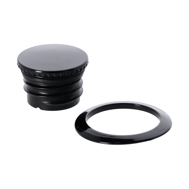 Pop-up gas cap set. Black — 98-22 XL Sportster (excl. 04-10 XL1200C) with 2.1G/7.9L or 4.5G/17L tank