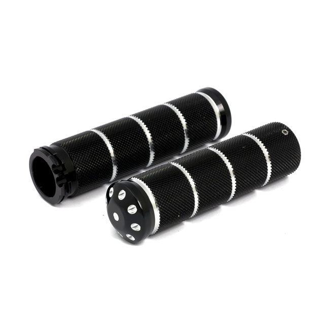 Throttle grip set bomber. Knurled. Black cm