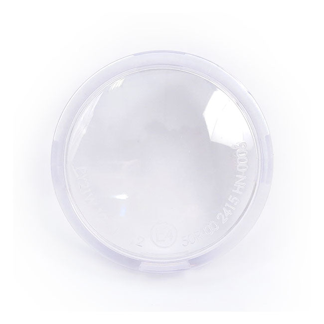 Turn signal lens bullet clear — 00-25 H-D with bullet turn signals with pop-off lens (excl. models with 3-1 taillight/turn signal combo; V-Rod & Street)
