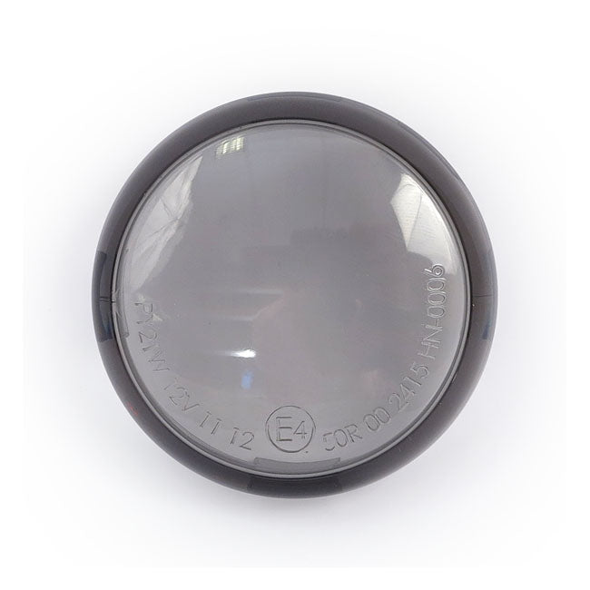 Turn signal lens bullet smoke — 00-25 H-D with bullet turn signals with pop-off lens (excl. models with 3-1 taillight/turn signal combo; V-Rod & Street)
