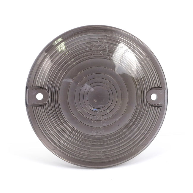 Replacement turn signal lens. flat lens. Smoke — 86-23 H-D with screw mounted flat lens turn signals (NU)
