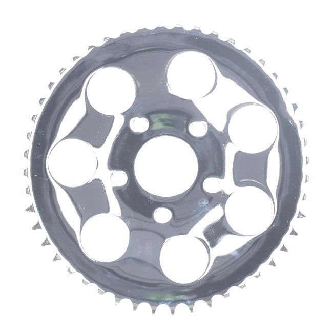 Rear sprocket, chrome. 48t — 73-85 4-speed Big Twin; 79-81 XL Sportster