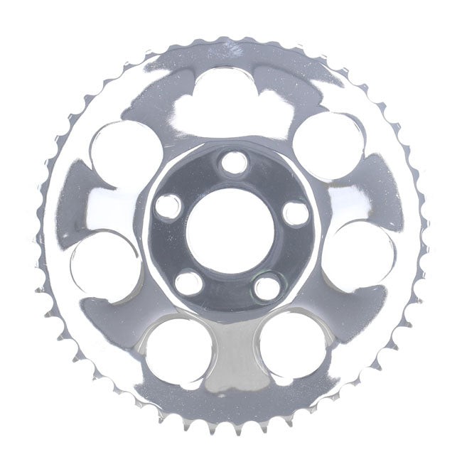 Rear sprocket, chrome. 48t — 73-85 4-speed Big Twin; 79-81 XL Sportster