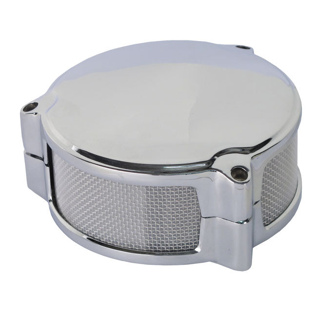 Dragtron star air cleaner assembly. Chrome — 90-17 (NU) Big Twin; 88-22 XL Sportster. With CV or Delphi inj. (Excl. e-throttle models)