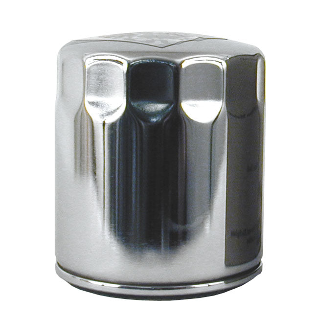 S&S, spin-on oil filter. Chrome — 84-98 Softail; 80-98 FLT; 82-94 FXR; L84-22 XL Sportster; 08-12 XR1200; 97-02 Buell (NU)