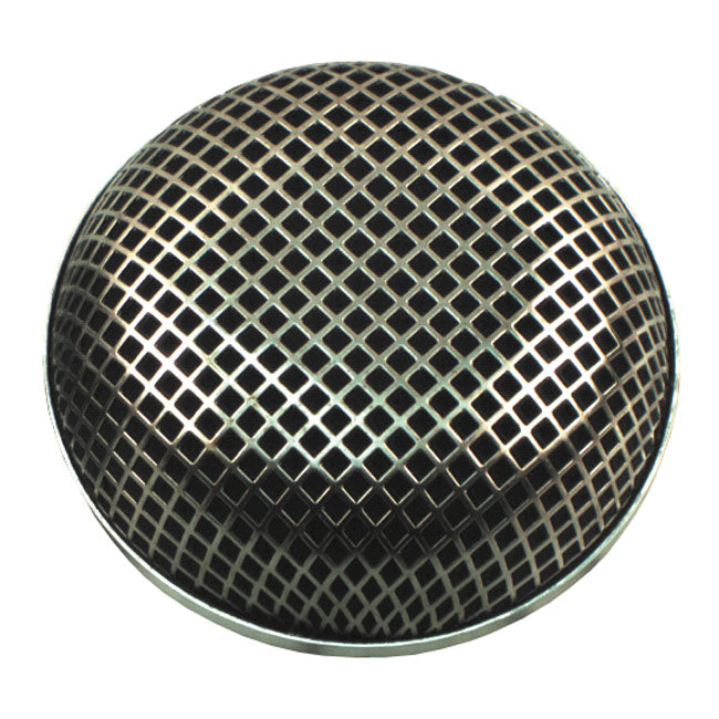 Breather style air cleaner assembly, round. Chrome — 66-88 Big Twin; 66-87 XL Sportster (NU). With Keihin; Bendix and Tillotson carburetor (Excl. CV carburetor)
