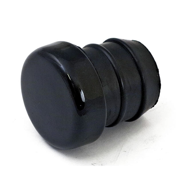 Oil tank fill plug. Black — Most stock H-D and custom oil tanks with 3.02cm ( (1-3/16") diameter hole