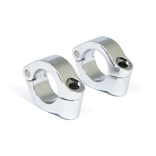 Engine guard clamp set, for spotlamps. short. Chrome
