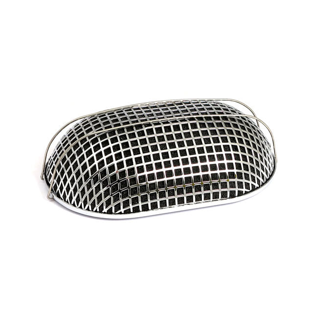 Breather style air cleaner assembly, oval. Chrome — 66-88 Big Twin; 66-87 XL Sportster (NU). With Keihin; Bendix and Tillotson carburetor (Excl. CV carburetor)