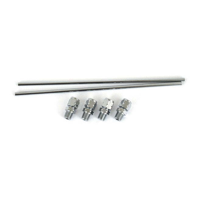 Sportster rocker box oil line kit. Chrome — 57-85 XL Sportster (Excl. 58-69 XLCH models with magneto) (NU)