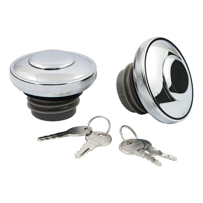 Gas cap set with lock, chrome — 96-99 H-D (NU)