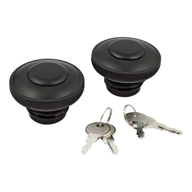 Gas cap set with lock, black — 83-95 H-D (NU) (excl. FLT)