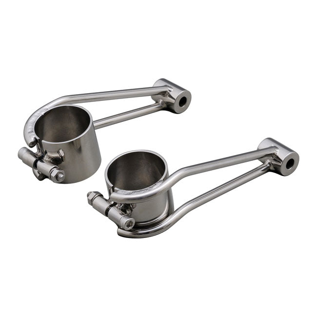 Bracket for ''vintage'' headlamp. 41mm fork tubes. Polished ss