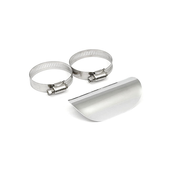 Universal smooth heat shield 4" long chrome — 1-3/4" exhaust pipes