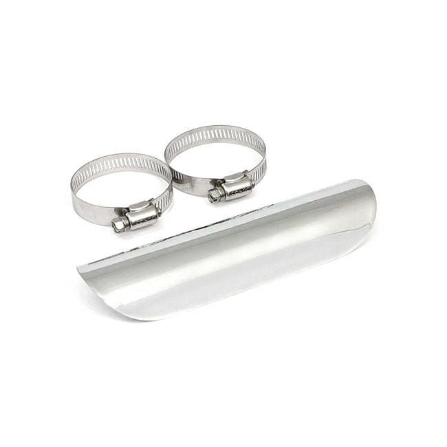 Universal smooth heat shield 7" long chrome — 2-1/4" exhaust pipes