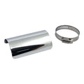 Universal smooth heat shield 4" long chrome — 2-1/4" exhaust pipes