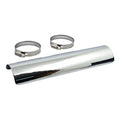 Universal smooth heat shield 10" long chrome — 2-1/4" exhaust pipes