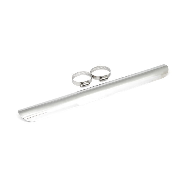Universal smooth heat shield 18" long chrome — 1-3/4" exhaust pipes