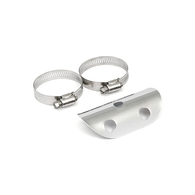 Universal bullet hole heat shield 4" long chrome — 1-3/4" exhaust pipes