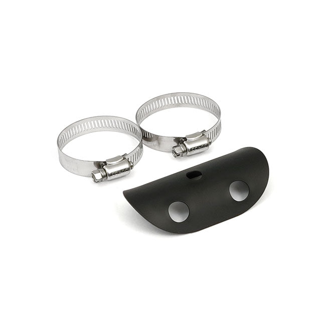 Universal bullet hole heat shield 4" long black — 1-3/4" exhaust pipes