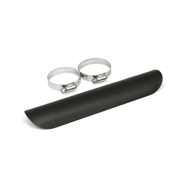 Universal smooth heat shield 10" long black — 1-3/4" exhaust pipes