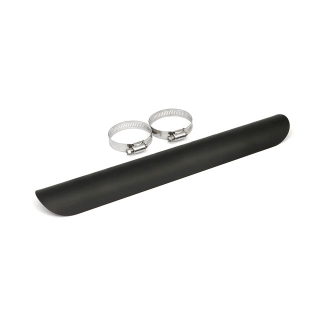 Universal smooth heat shield 14" long black — 2-1/4" exhaust pipes