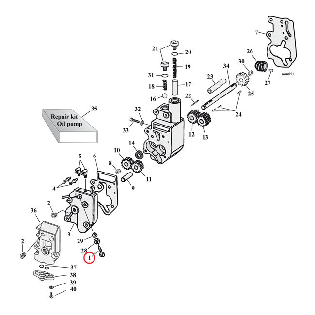 Chain oiler adj. screw (slotted)