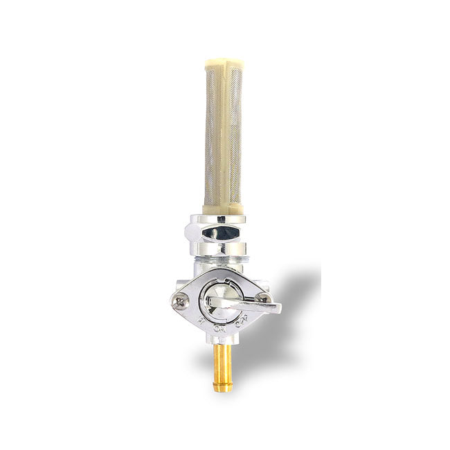 Petcock, late OEM style, down outlet — 75-06 Big Twin; XL Sportster (NU) (Excl. inj. models); customs with 75-up style threaded tanks