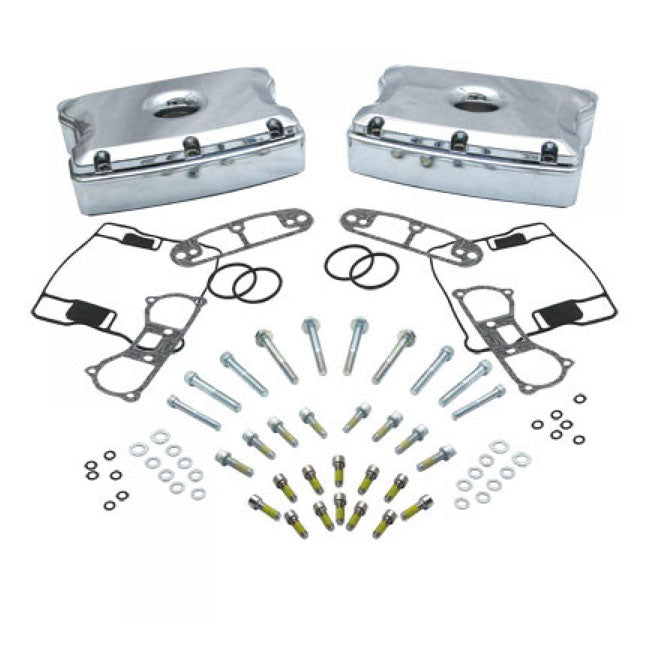S&S, die-cast rocker cover kit. Chrome — 84-99 Evo Big Twin (NU). For head or bottom crank vent